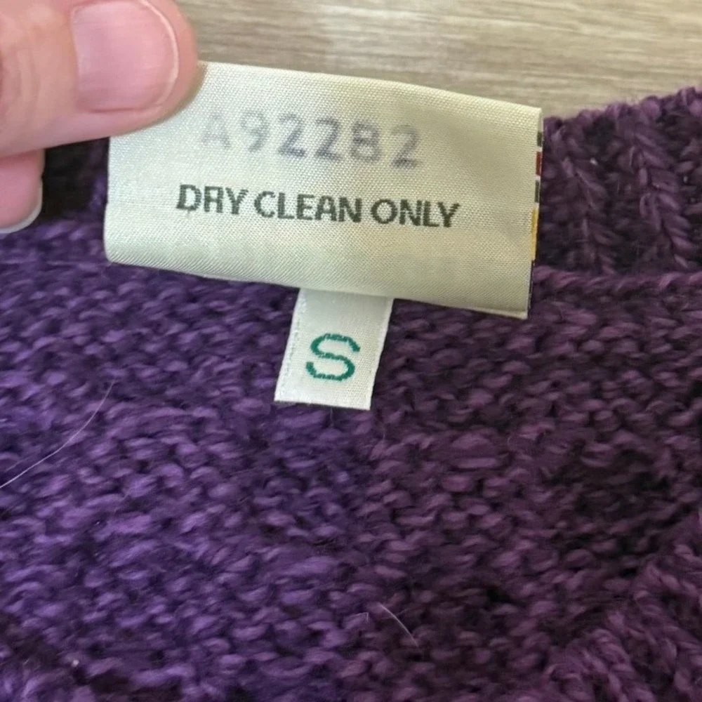 Kilronan Knitwear Women Cardigan‎ S Purple Merino Wool Irish Aran Cable Knit - Picture 8 of 10